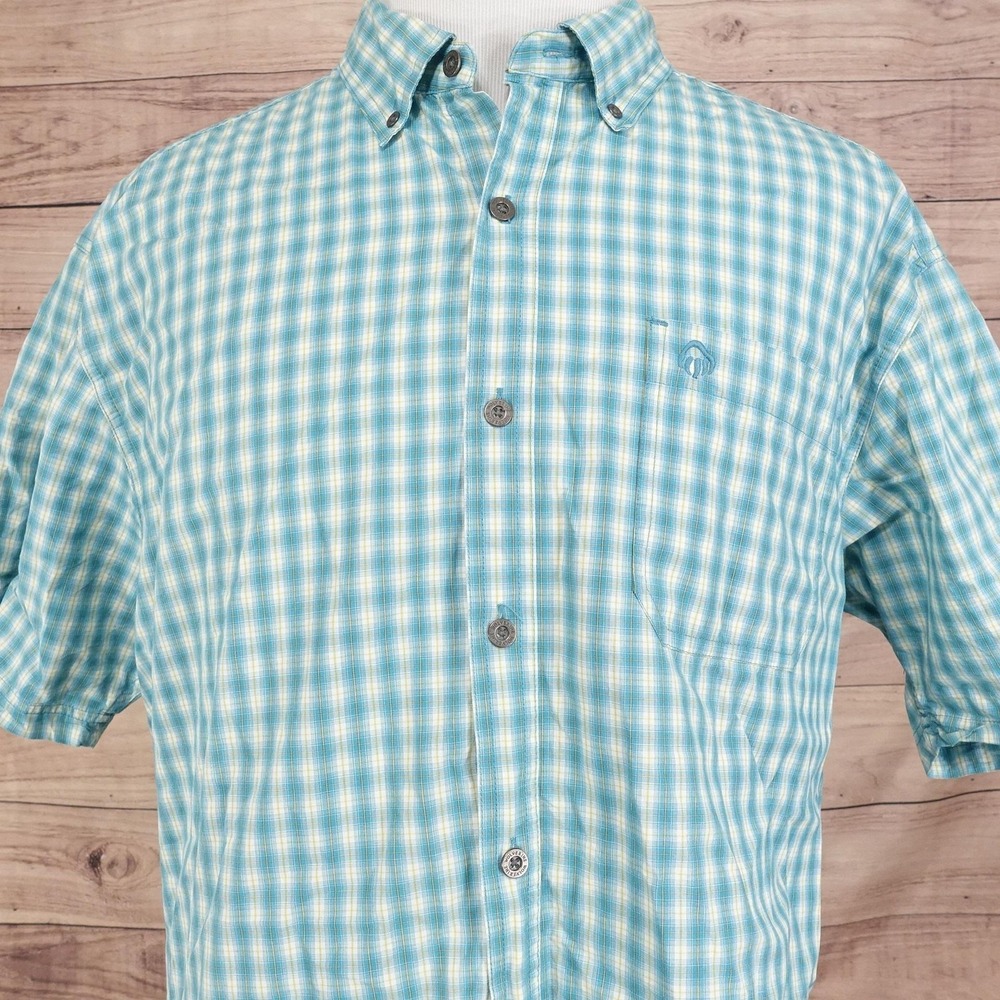 Wolverine Shirt Mens 2XL Blue Check Plaid Short Sleeve Button Front‎ Casual